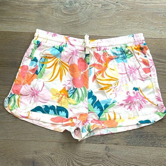 Hurley Pants - Hurley Tropical Print Beach Drawstring 2 Pocket High Waist Beach Shorts 2” - SML
